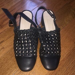 ASOS black woven sling back sandal